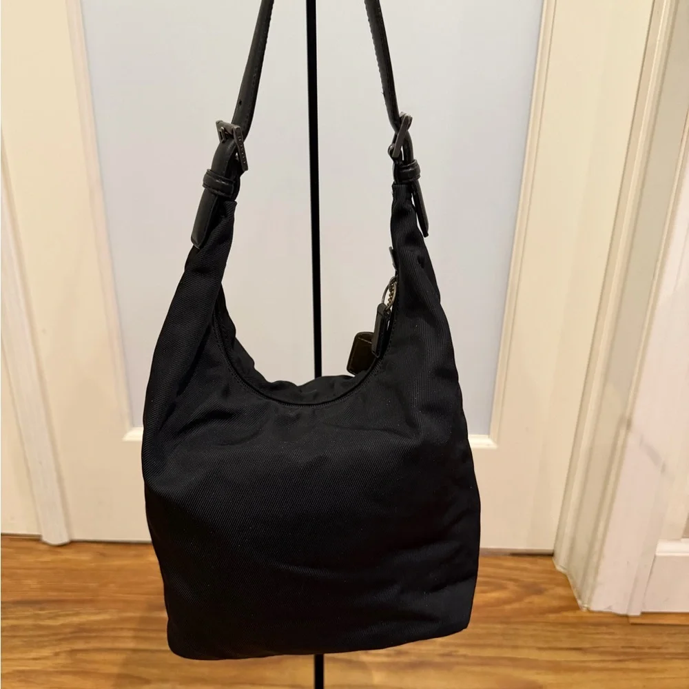 Vintage Coach Black Hobo Bag with Gold Accents - Picture 7 of 15